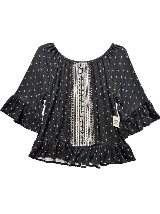 Style & Co Tops - Style & Co Womens XL Black & White Off-The-Shoulder Knit Top Deep Black Combo